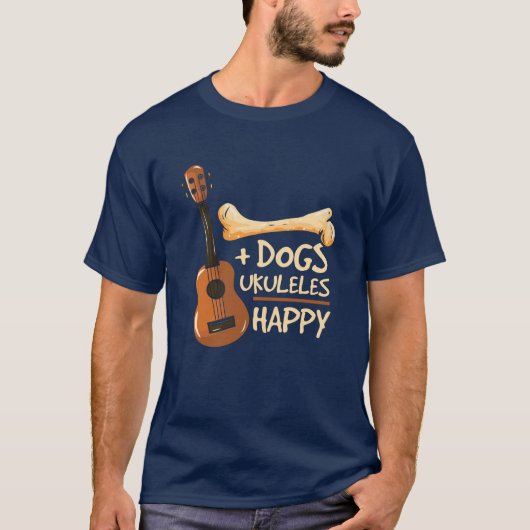 Honden en Ukulele maken me gelukkig T-shirt (Voorkant)