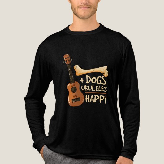 Honden en Ukulele maken me gelukkig Tri-Blend Shirt (Voorkant volledig)