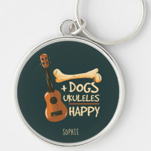 Honden en Ukuleles maken me gelukkig op maat Sleutelhanger