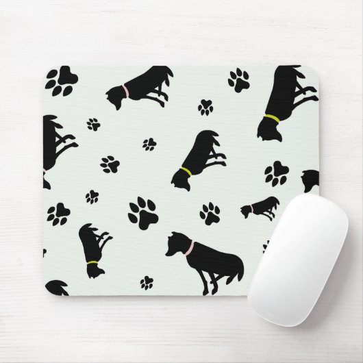honden en voetafdrukken mousepad muismat (Met muis)