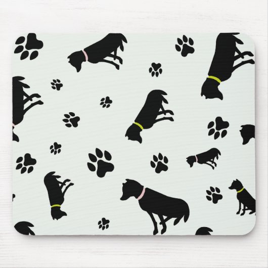 honden en voetafdrukken mousepad muismat (Voorkant)