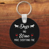 Honden en wijn maken alles goed sleutelhanger (Voorkant)