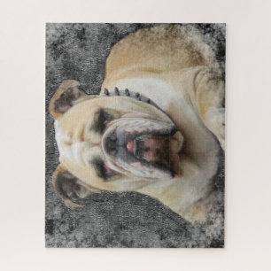 Honden, engelse bulldog, grimmig uitziend  legpuzzel
