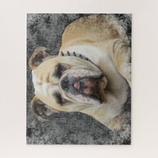 Honden, engelse bulldog, grimmig uitziend legpuzzel (Verticaal)