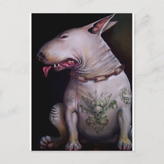 Honden eten katten briefkaart (Voorkant)