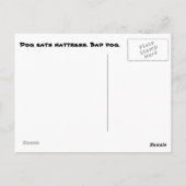 Honden eten matras op. Slechte hond. Briefkaart (Achterkant)