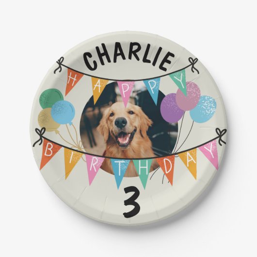 Honden feest verjaardag puppy decoraties papieren bordje (Voorkant)