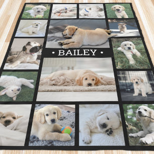 Honden Foto Collage Elegant Modern Zwart en Wit Fleece Deken