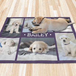 Honden Foto Collage Mooie Eenvoudige Paarse en Wit Fleece Deken
