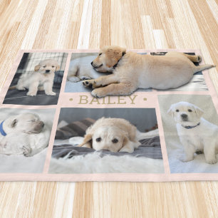 Honden Foto Collage Schattig Eenvoudig Blush Roze  Fleece Deken