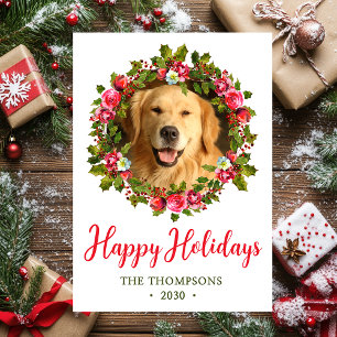 Honden Foto Kerst Krans Feestdagenkaart