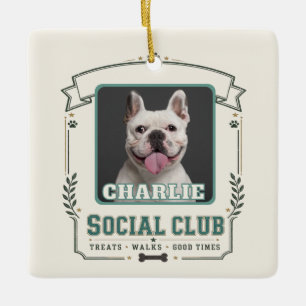 Honden Foto & Naam Vintage Sociale Club Keramisch Ornament