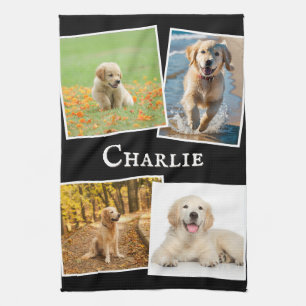 Honden Foto's Huisdier Fotocollage Aangepaste Naam Theedoek