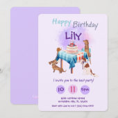 Honden gelukkige verjaardag uitnodiging (Voorkant / Achterkant)