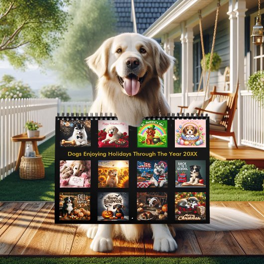 Honden genieten van Feestdagen door het jaar 20XX Kalender
