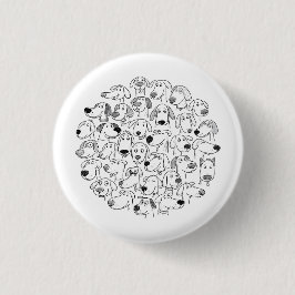 honden gezichten doedel ronde button 3,2 cm