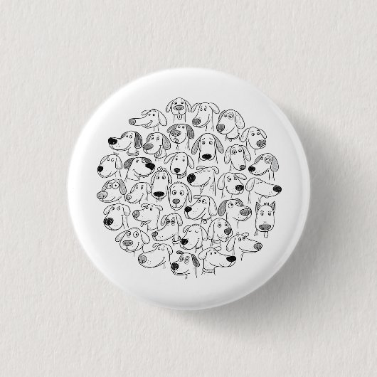 honden gezichten doedel ronde button 3,2 cm (Voorkant)