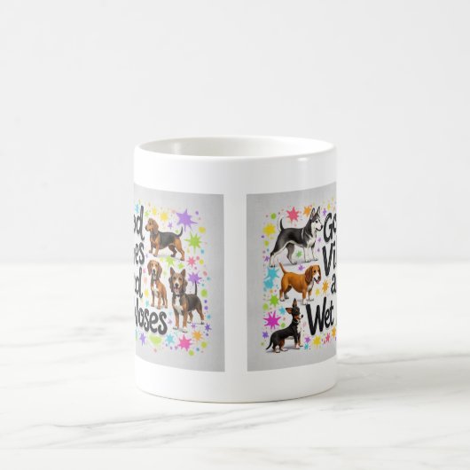 Honden, goede vibes en natte neuzen Speelse doodle Koffiemok (Center)