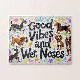 Honden, goede vibes en natte neuzen Speelse doodle Legpuzzel
