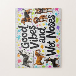 Honden, goede vibes en natte neuzen Speelse doodle Legpuzzel