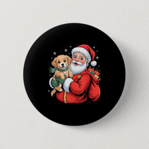 Honden Goud Retriever Puppy Sinterklaas Kerst Grap Ronde Button 5,7 Cm