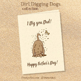 Honden graven in de grond - Gelukkige Vaderdag. Kaart