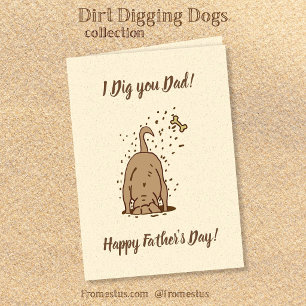 Honden graven in de grond - Gelukkige Vaderdag. Kaart