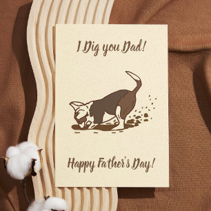 Honden graven in de grond - Gelukkige Vaderdag. Kaart