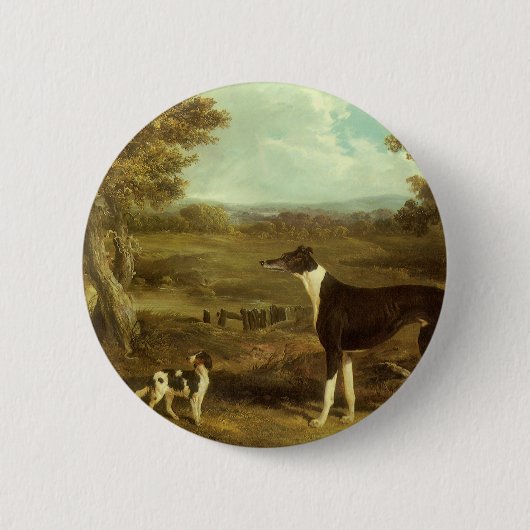 Honden, Greyhound en Spaniel, Doctor Fop by Herrin Ronde Button 5,7 Cm (Voorkant)