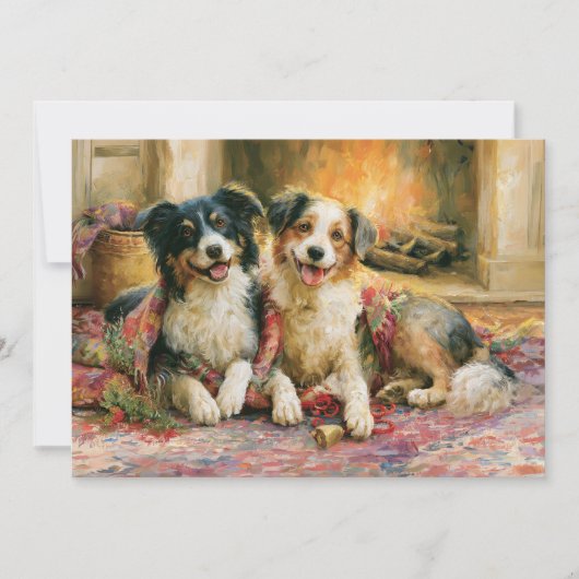 Honden Haard Kerstmis Feestdagenkaart (Voorkant)