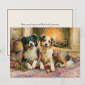 Honden Haard Kerstmis Feestdagenkaart (Voorkant / Achterkant)