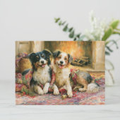 Honden Haard Kerstmis Feestdagenkaart (Staand voorkant)