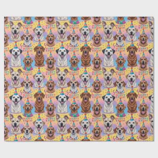 Honden Happy Birthday Cadeaupapier (Vlak)