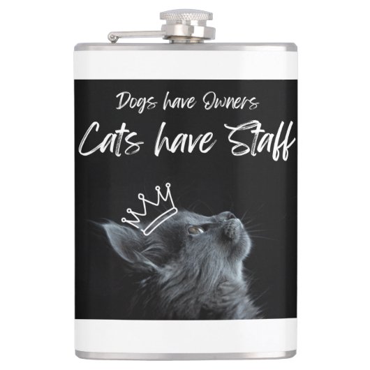 Honden hebben eigenaren, katten hebben personeel heupfles (Voorkant)