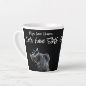 Honden hebben eigenaren, katten hebben personeel latte mok (Linkerhoek)