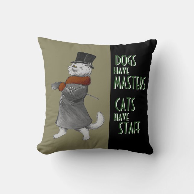  honden hebben masterkatten met een personeelsover kussen (Voorkant)