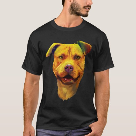 Honden Hoofd Kleurrijke Pitbull Dog Mam Papa Kind  T-shirt (Voorkant)