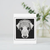 Honden Hoofd van Julie de Graag  houtsnipkunst Briefkaart (Staand voorkant)