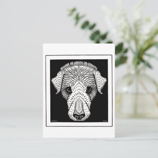 Honden Hoofd van Julie de Graag houtsnipkunst Briefkaart (Staand voorkant)