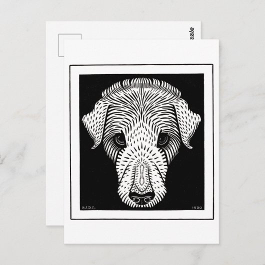 Honden Hoofd van Julie de Graag  houtsnipkunst Briefkaart (Voorkant / Achterkant)