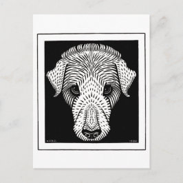 Honden Hoofd van Julie de Graag  houtsnipkunst Briefkaart