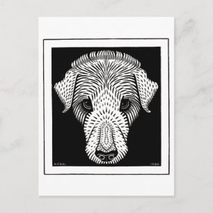 Honden Hoofd van Julie de Graag houtsnipkunst Briefkaart