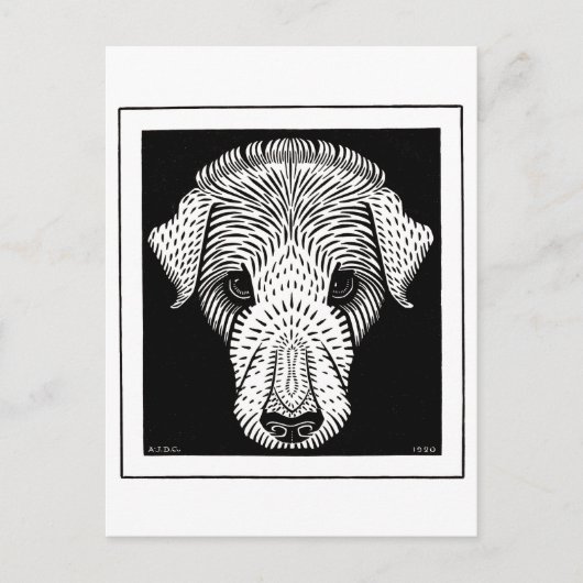 Honden Hoofd van Julie de Graag  houtsnipkunst Briefkaart (Voorkant)