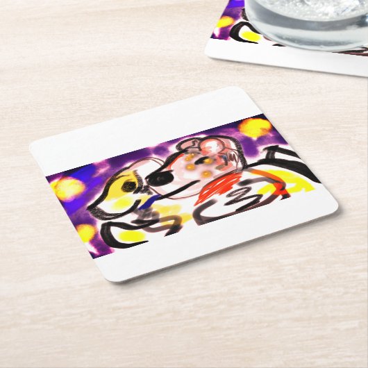 Honden houden van 's nachts kartonnen onderzetters (Schuin)