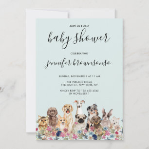 Honden Huisdier Familie Feest Plan Baby Shower Kaart