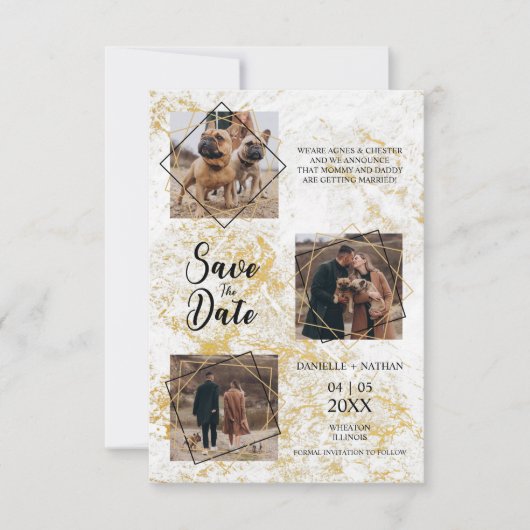 Honden Huisdieren Drie Foto's Verliefd  Nep Goud E (Voorkant)