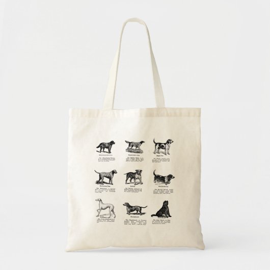  Honden Illustraties, Antiek Honden Tote Bag (Voorkant)