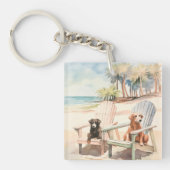 Honden in Adirondack Stoelen Kuststrand Sleutelhanger (voorkant)