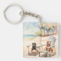 Honden in Adirondack Stoelen Kuststrand