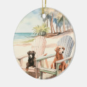 Honden in Adirondack Stoelen Pastel Beach Scene Keramisch Ornament (Links)